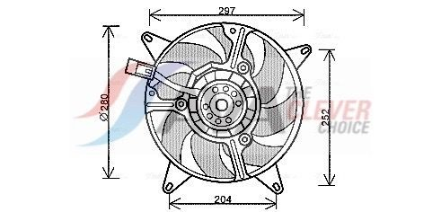 Ventilador elétrico de esfriamento montado (motor + roda de aletas) 46777422 Fiat/Alfa/Lancia